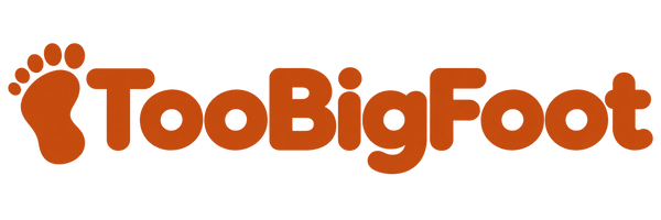 TooBigFoot orange logo with footprint